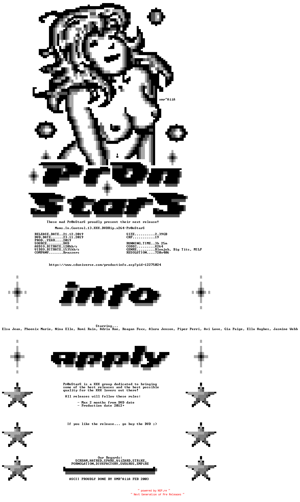 NFO for the release Moms.In.Control.13.XXX.DVDRip.x264-Pr0nStarS by Pr0nStarS