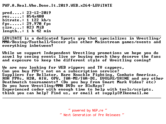 NFO for the release PWF.A.Real.Who.Done.It.2019.WEB.x264-LEViTATE by LEViTATE