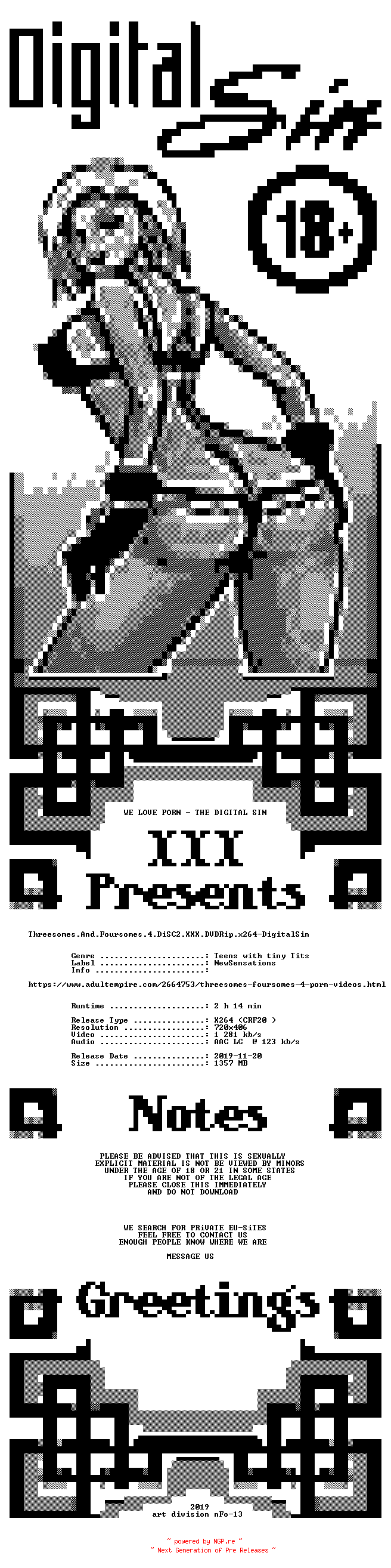NFO for the release Threesomes.And.Foursomes.4.DiSC2.XXX.DVDRip.x264-DigitalSin by DigitalSin