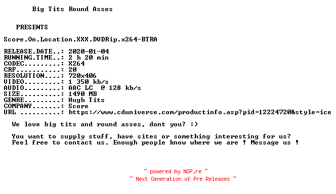 NFO for the release Score.On.Location.XXX.DVDRip.x264-BTRA by BTRA