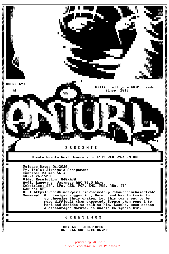 NFO for the release Boruto.Naruto.Next.Generations.E132.WEB.x264-ANiURL by ANiURL