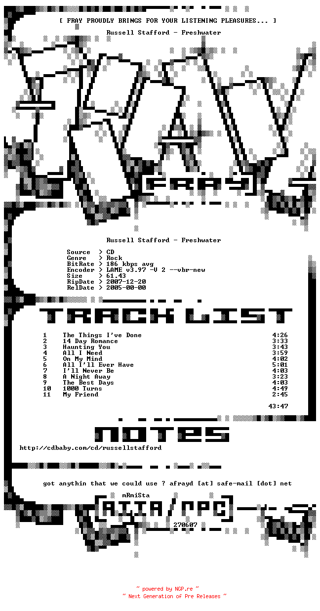 NFO for the release Russell_Stafford-Freshwater-2005-FRAY by FRAY