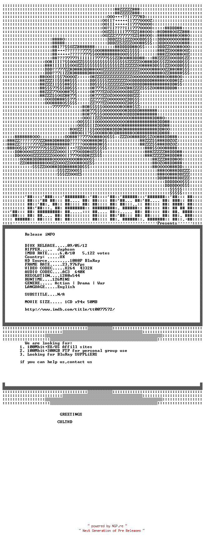 NFO for the release Force.Ten.From.Navarone.1978.720p.BluRay.x264-Japhson by Japhson