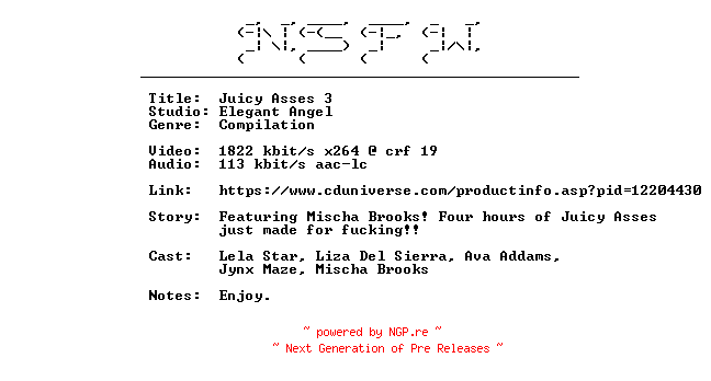 NFO for the release Juicy.Asses.3.XXX.DVDRip.x264-NSFW by NSFW