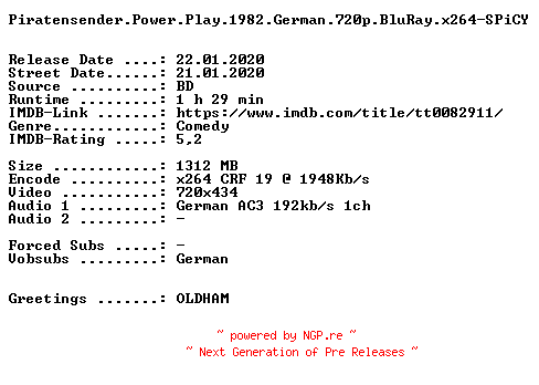 NFO for the release Piratensender.Power.Play.German.1982.AC3.BDRip.x264.iNTERNAL-SPiCY by SPiCY