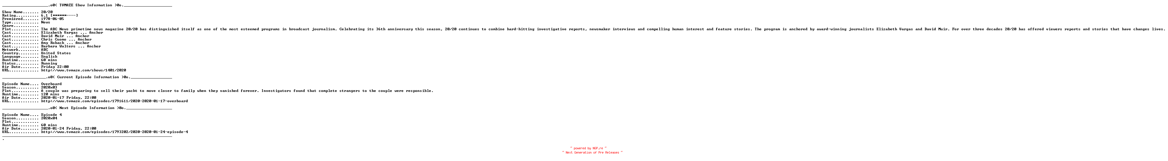 NFO for the release 20-20.2020.01.17.Overboard.WEB.x264-LiGATE by LiGATE