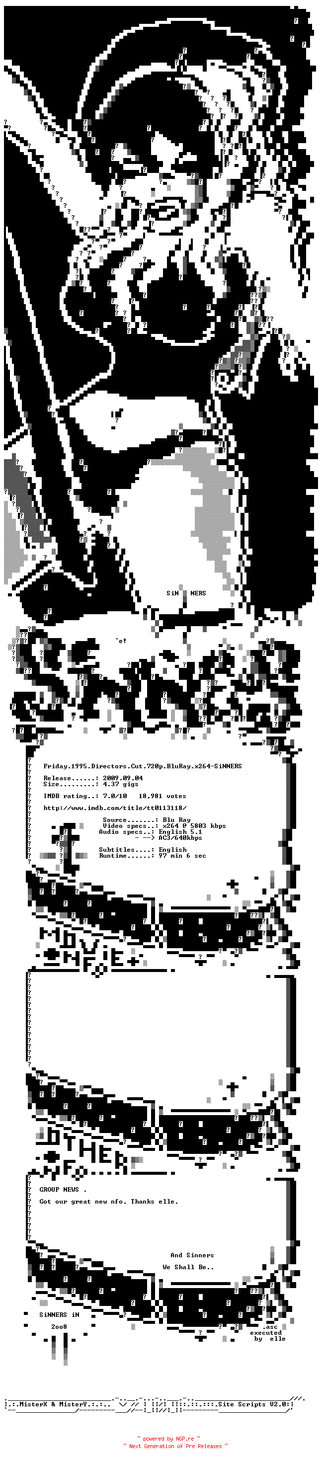NFO for the release Friday.1995.Directors.Cut.720p.BluRay.x264-SiNNERS by SiNNERS