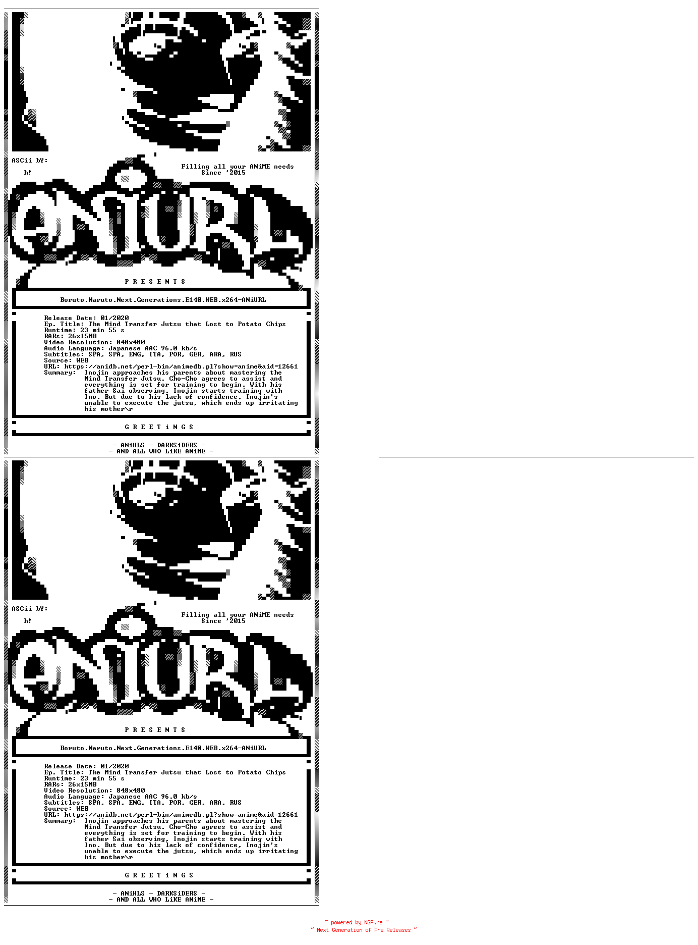 NFO for the release Boruto.Naruto.Next.Generations.E140.WEB.x264-ANiURL by ANiURL