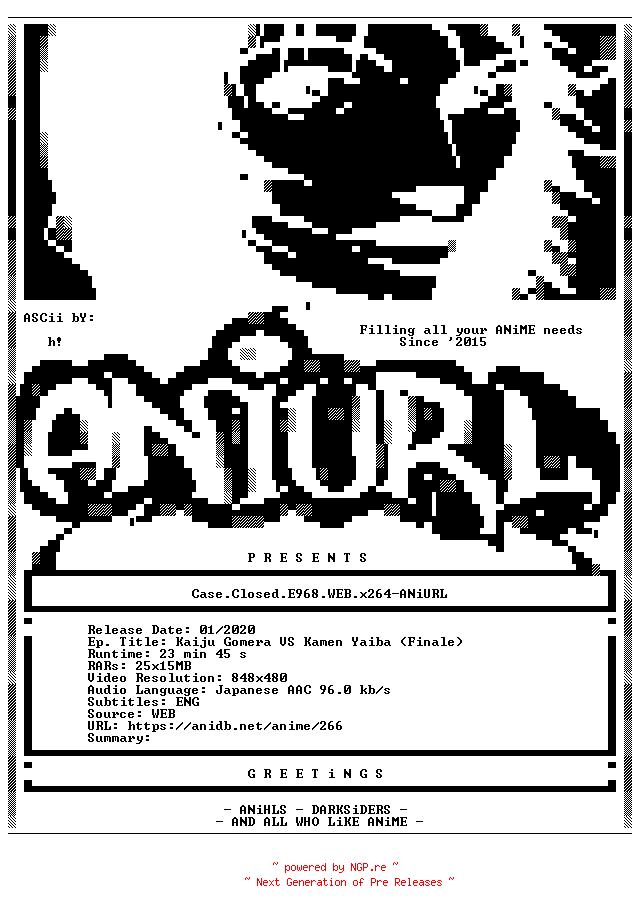 NFO for the release Case.Closed.E968.WEB.x264-ANiURL by ANiURL