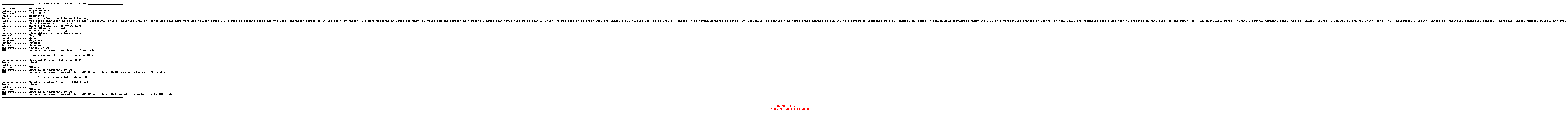 NFO for the release One.Piece.E919.WEB.x264-ANiURL by ANiURL