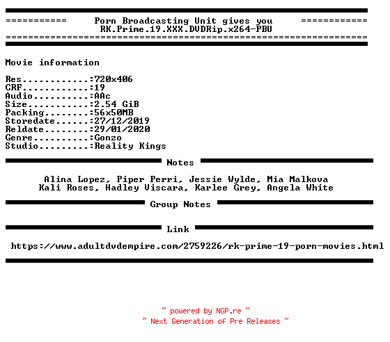 NFO for the release RK.Prime.19.XXX.DVDRip.x264-PBU by PBU