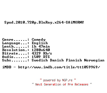 NFO for the release Spud.2010.720p.BluRay.x264-SAiMORNY by SAiMORNY