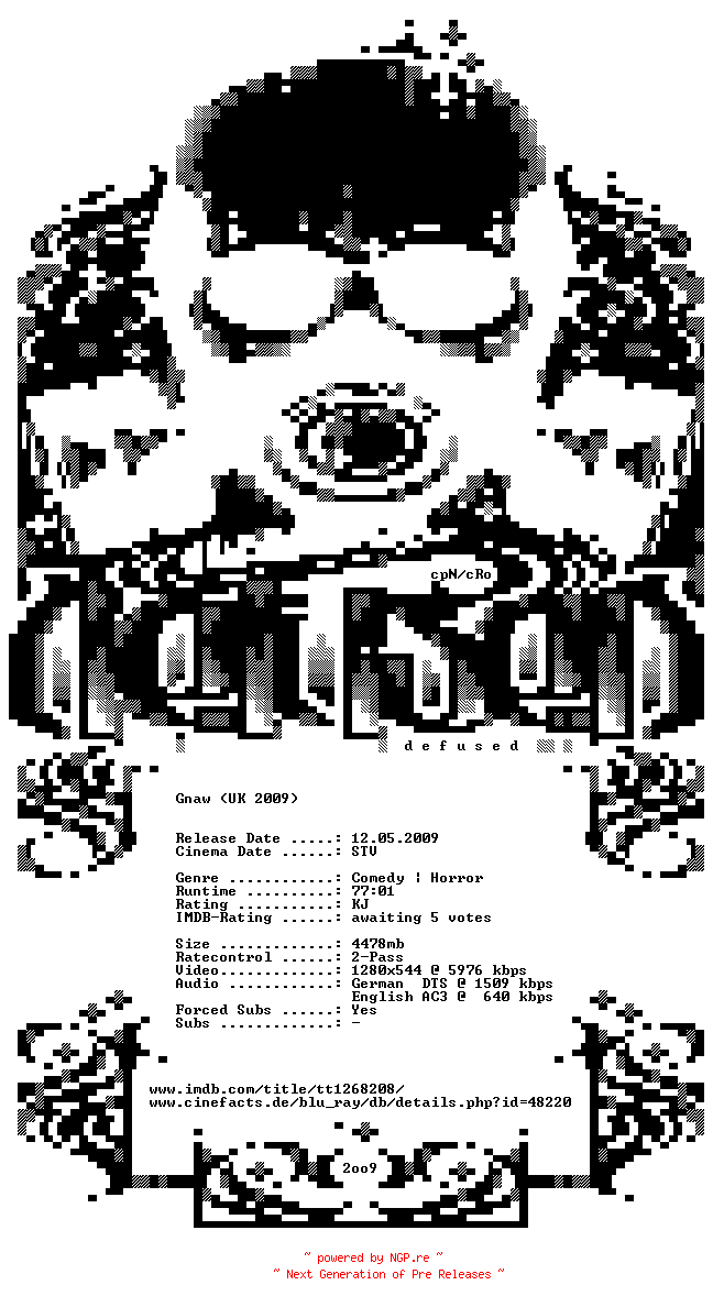NFO for the release Gnaw.German.DL.720p.BluRay.x264-DEFUSED by DEFUSED