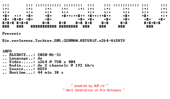 NFO for the release Die.verlorene.Tochter.E05.GERMAN.HDTVRiP.x264-WiSHTV by WiSHTV