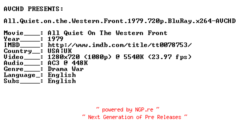 NFO for the release All.Quiet.on.the.Western.Front.1979.720p.BluRay.x264-AVCHD by AVCHD
