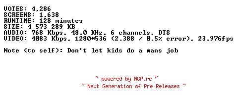 NFO for the release Notorious.REPACK.720p.Bluray.x264-CBGB by CBGB