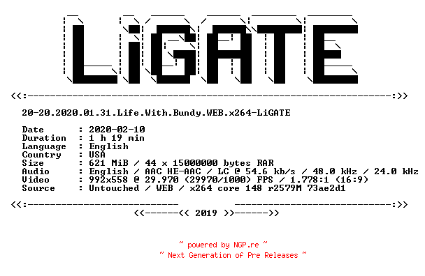 NFO for the release 20-20.2020.01.31.Life.With.Bundy.WEB.x264-LiGATE by LiGATE