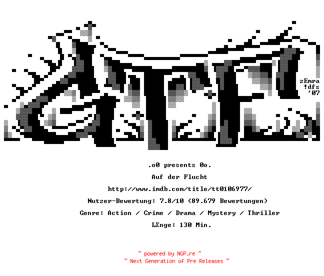 NFO for the release Auf.der.Flucht.GERMAN.1993.AC3.BDRiP.XviD-GTF by GTF