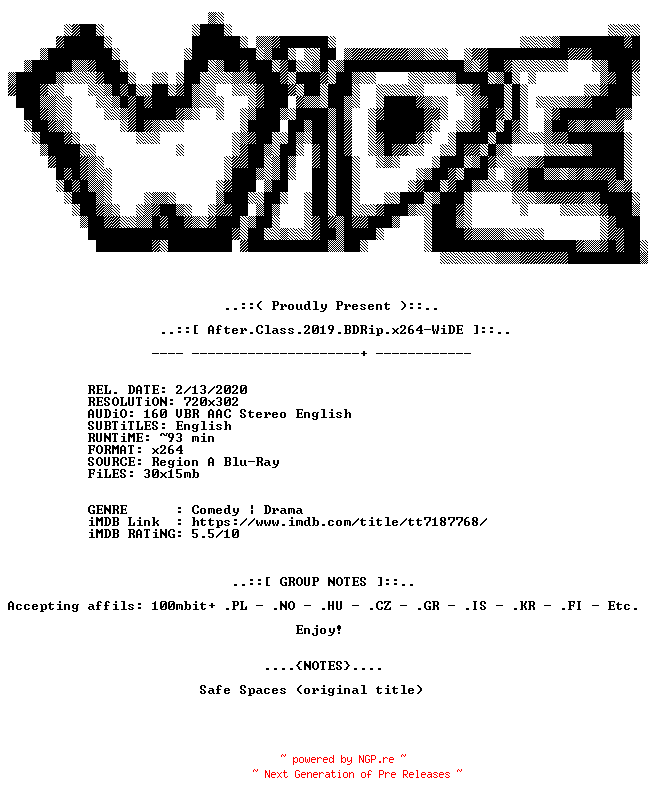 NFO for the release After.Class.2019.BDRip.x264-WiDE by WiDE