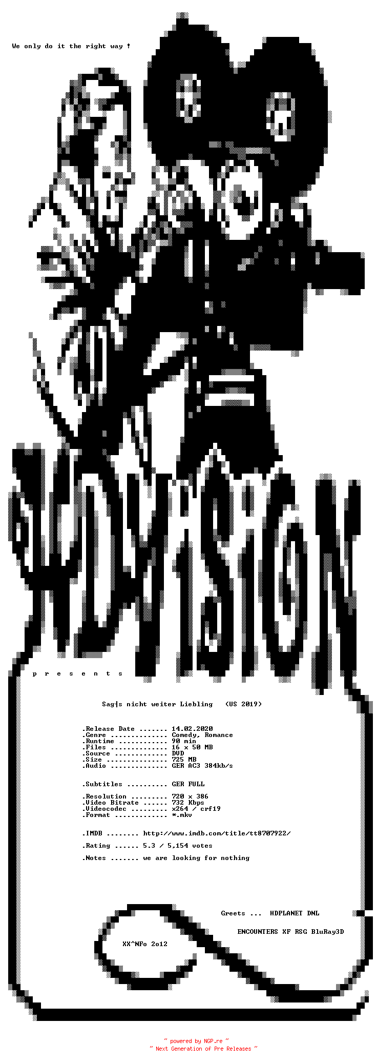 NFO for the release Sags.nicht.weiter.Liebling.German.2019.AC3.DVDRiP.x264-HDViSiON by HDViSiON