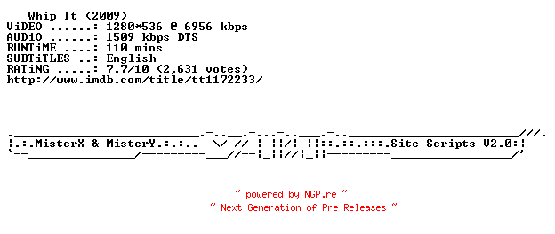 NFO for the release Whip.It.2009.720p.BluRay.x264.HAPPY.NEW.YEAR-METiS by METiS