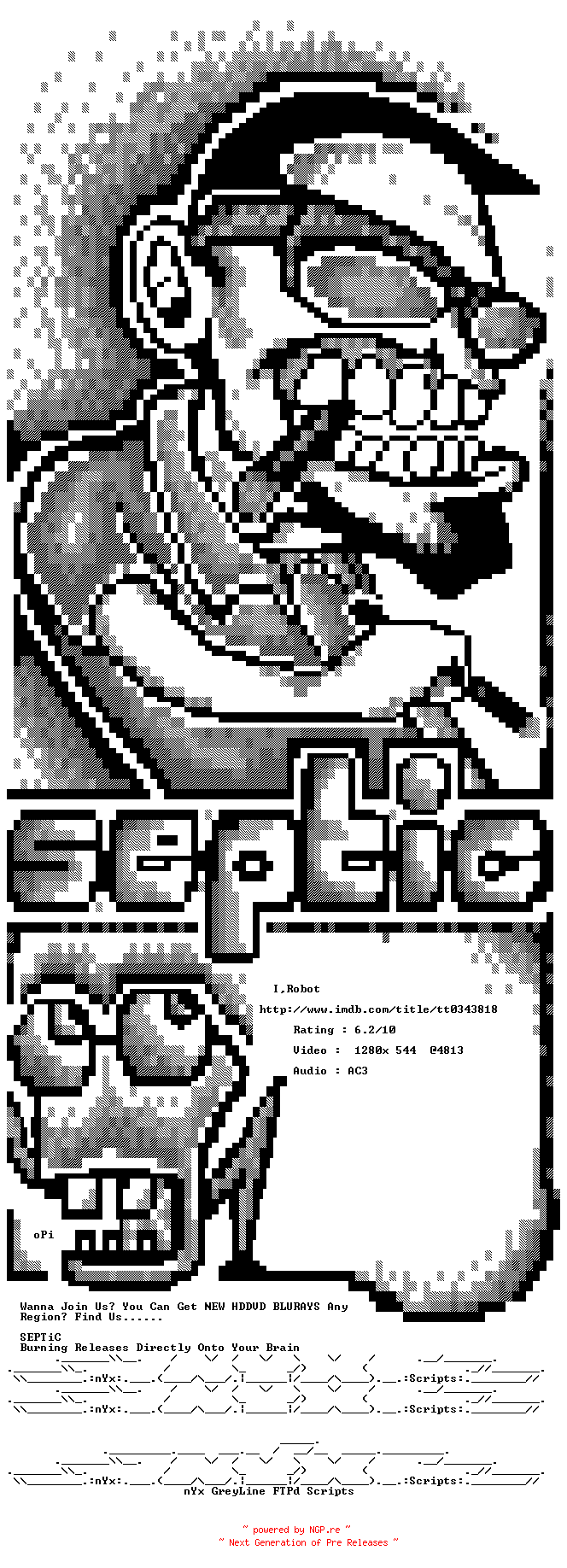 NFO for the release I.Robot.2004.720p.Bluray.x264-SEPTiC by SEPTiC