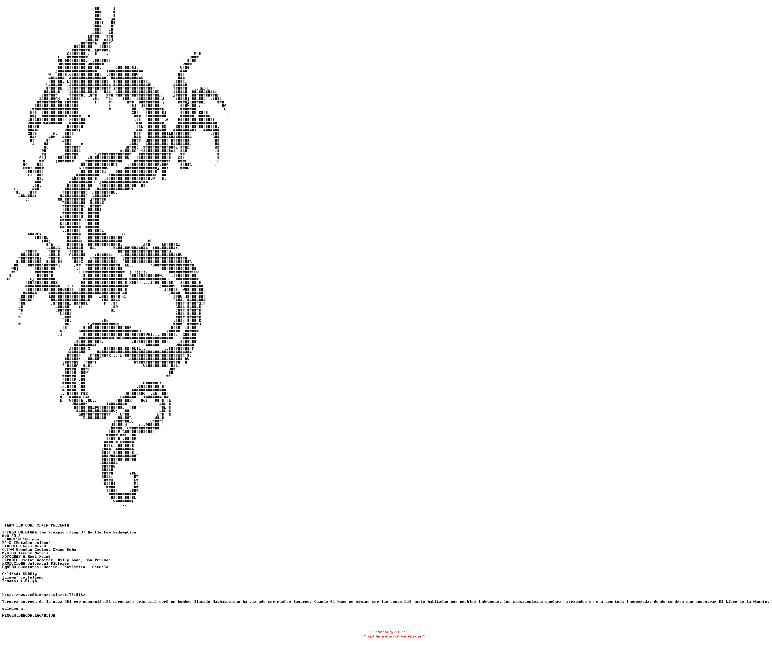 NFO for the release El.Rey.Escorpion.3.2012.SPANISH.BDRIP.XVID-TED by TED