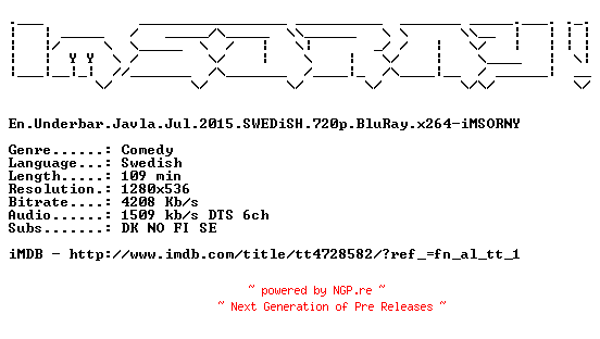 NFO for the release En.Underbar.Javla.Jul.2015.SWEDiSH.720p.BluRay.x264-iMSORNY by iMSORNY