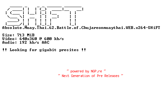 NFO for the release Absolute.Muay.Thai.62.Battle.of.Chujareonmuaythai.WEB.x264-SHiFT by SHiFT