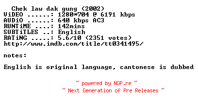 NFO for the release Naked.Weapon.2002.720p.BluRay.x264-MELiTE by MELiTE