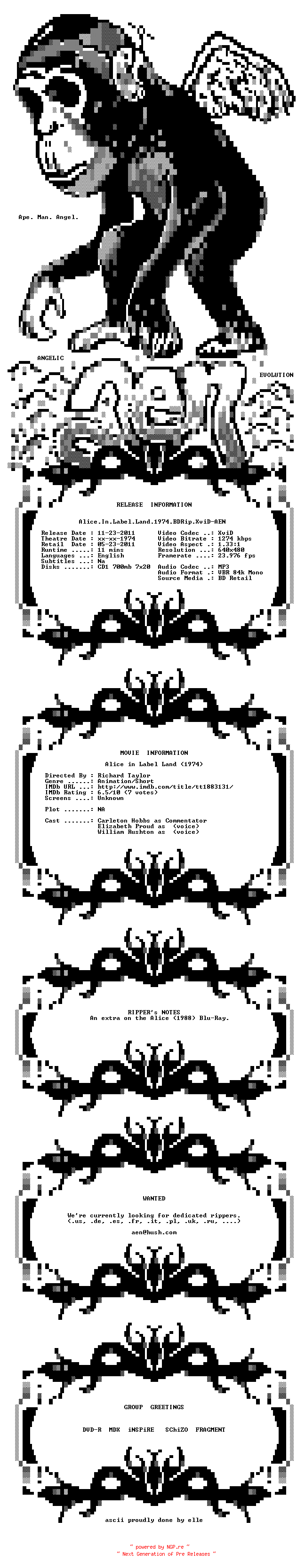 NFO for the release Alice.In.Label.Land.1974.BDRip.XviD-AEN by AEN