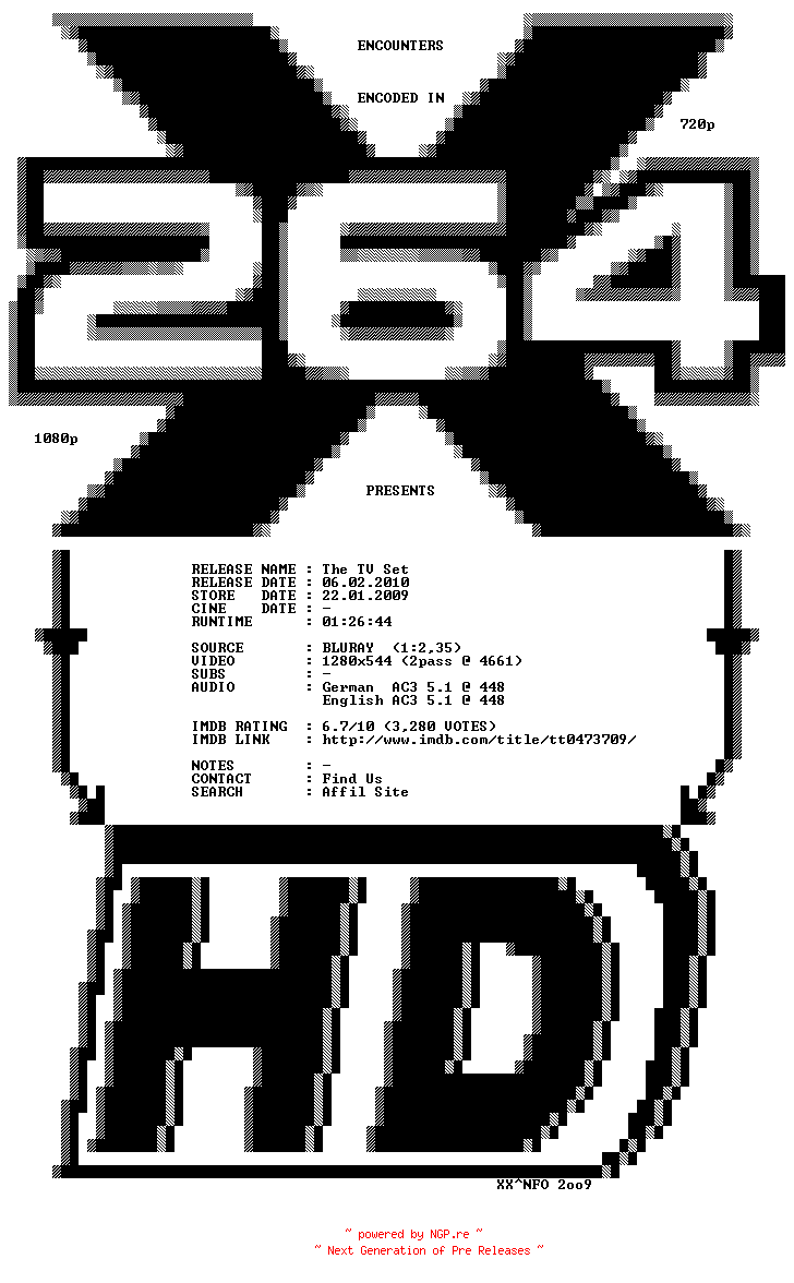 NFO for the release The.TV.Set.2006.German.DL.720p.BluRay.x264-ENCOUNTERS by ENCOUNTERS