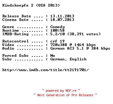 NFO for the release Kindskoepfe.2.German.BDRiP.x264-EXQUiSiTE by EXQUiSiTE