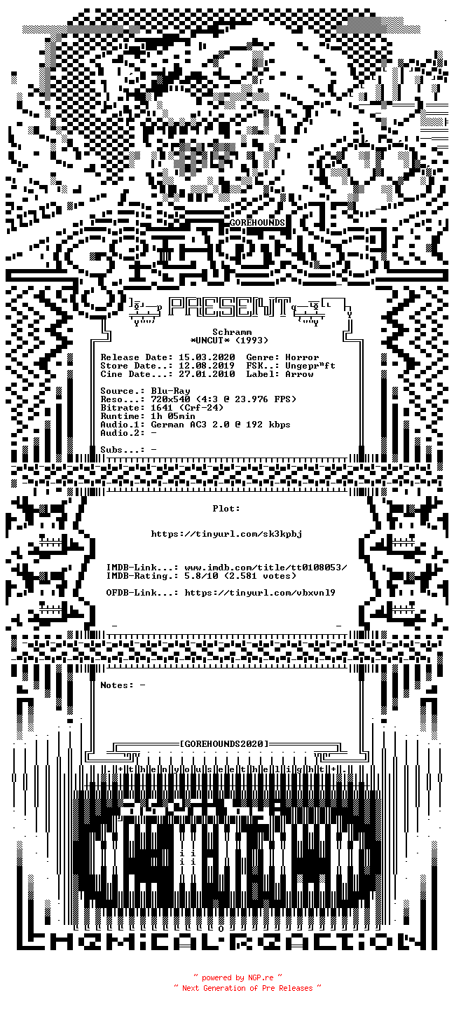 NFO for the release Schramm.1993.REMASTERED.GERMAN.BDRiP.x264-GOREHOUNDS by GOREHOUNDS