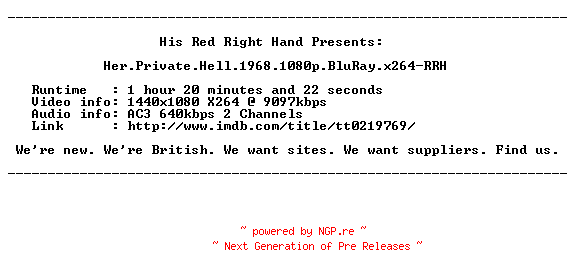 NFO for the release Her.Private.Hell.1968.720p.BluRay.x264-TRiPS by TRiPS