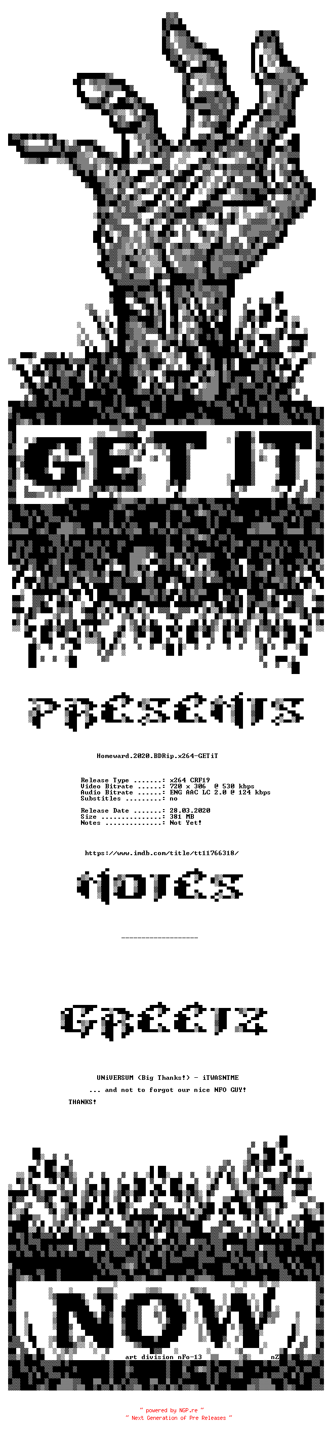 NFO for the release Homeward.2020.BDRip.x264-GETiT by GETiT