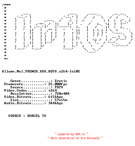 NFO for the release Allume.Moi.FRENCH.XXX.HDTV.x264-In10S by In10S