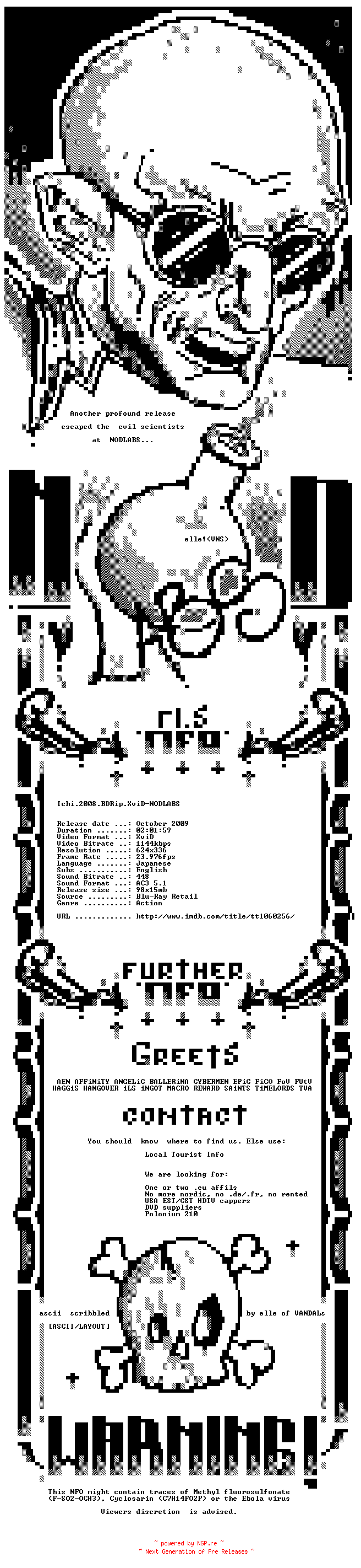 NFO for the release Ichi.2008.BDRip.XviD-NODLABS by NODLABS