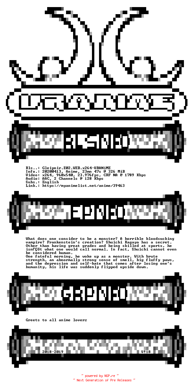 NFO for the release Gleipnir.E02.WEB.x264-URANiME by URANiME