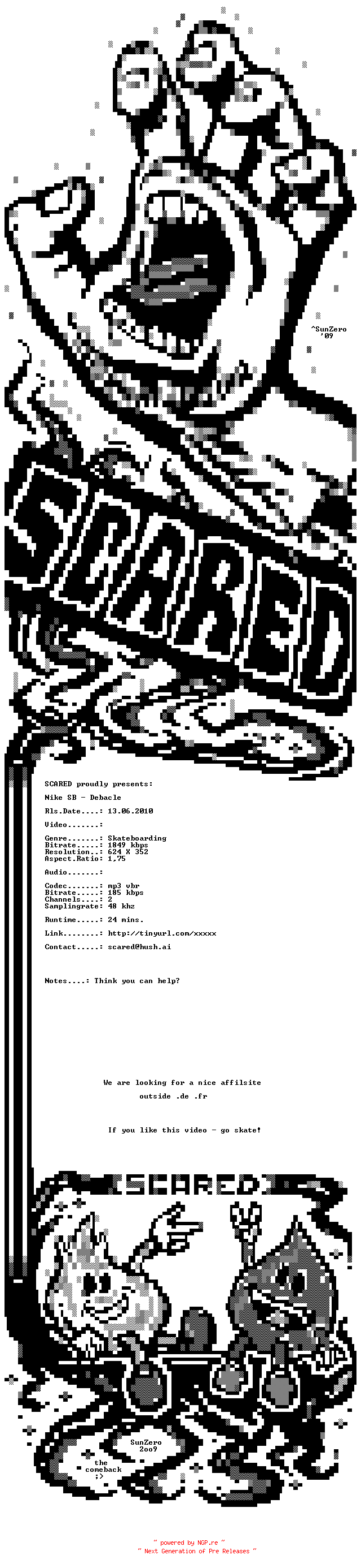 NFO for the release Nike.SB.Debacle.2009.BDRip.XviD-SCARED by SCARED