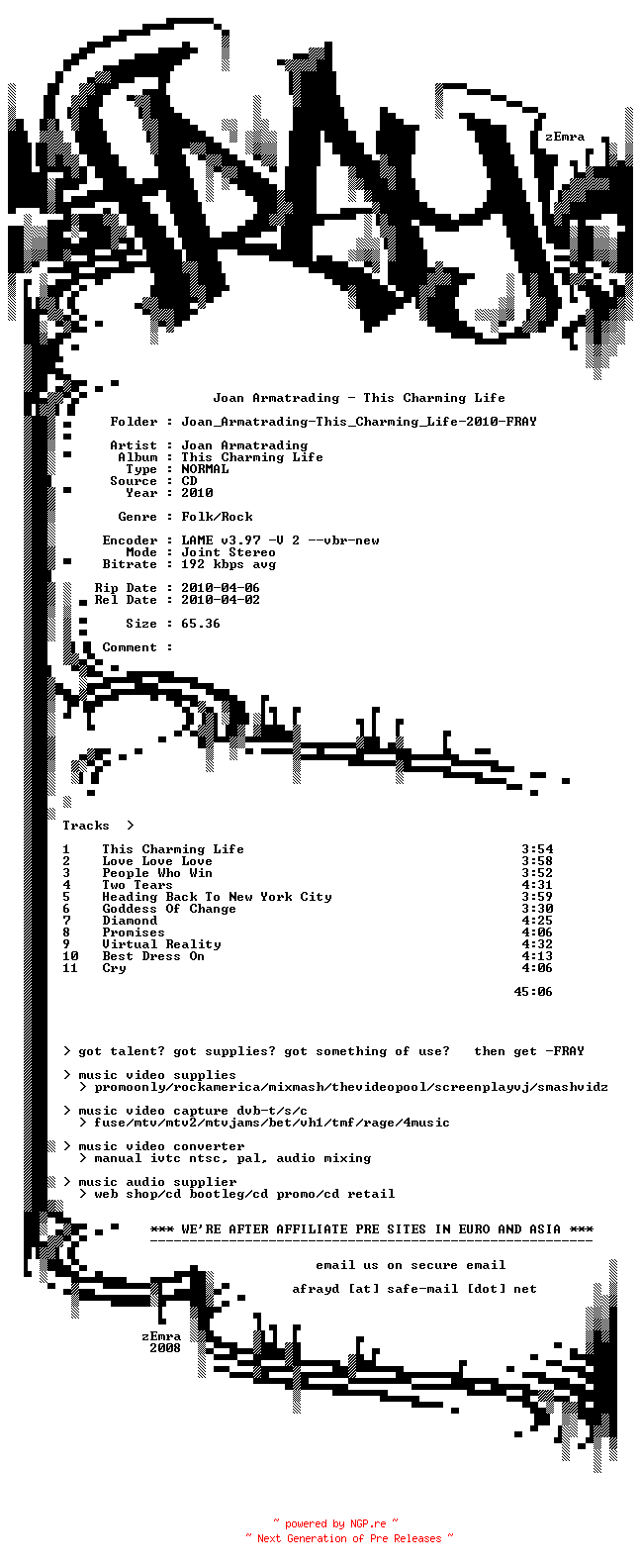 NFO for the release Joan_Armatrading-This_Charming_Life-2010-FRAY by FRAY