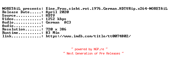 NFO for the release Eine.Frau.sieht.rot.1976.German.HDTVRip.x264-NORETAiL by NORETAiL