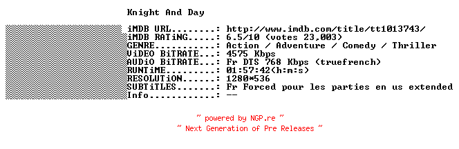 NFO for the release Knight.And.Day.Extended.Cut.FRENCH.720p.BluRay.x264-THENiGHTMAREiNHD by THENiGHTMAREiNHD