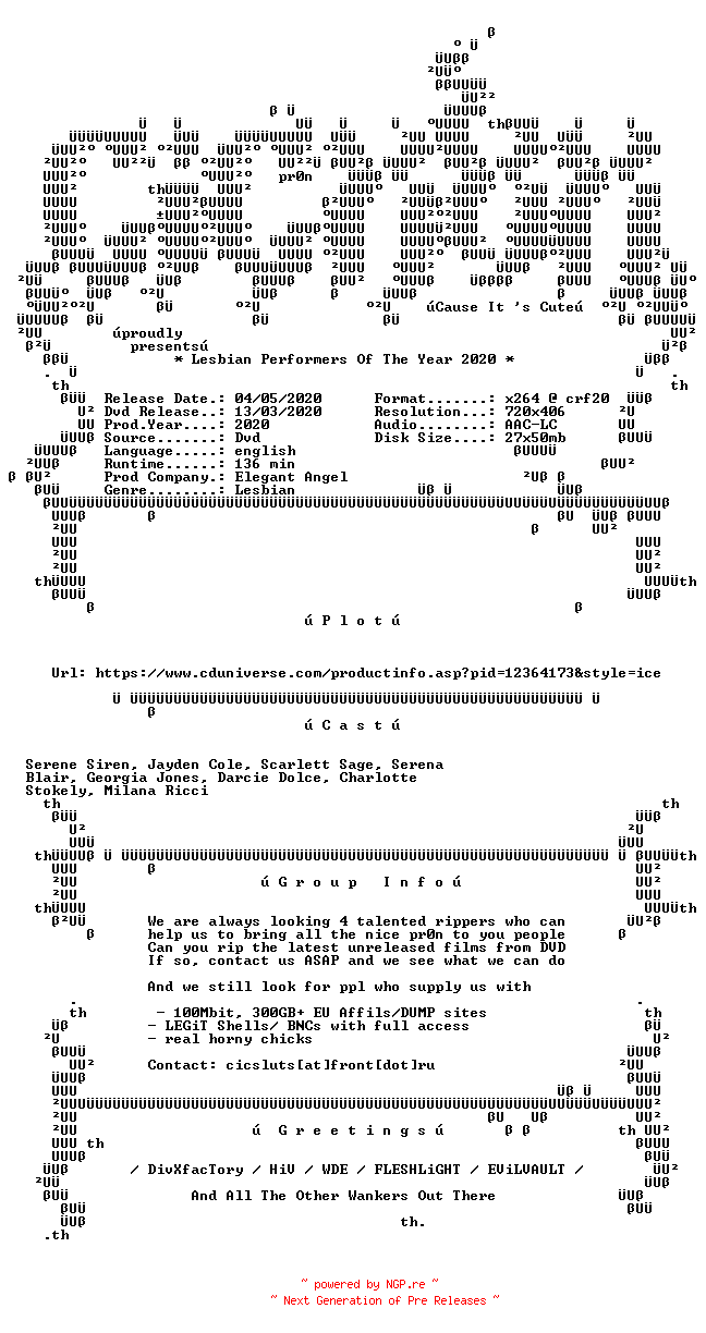 NFO for the release Lesbian.Performers.Of.The.Year.2020.XXX.DVDRip.x264-CiCXXX by CiCXXX