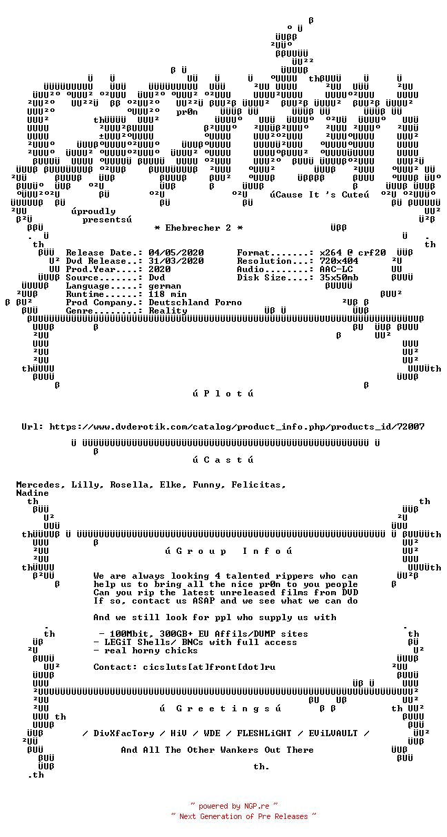 NFO for the release Ehebrecher.2.German.XXX.DVDRip.x264-CiCXXX by CiCXXX