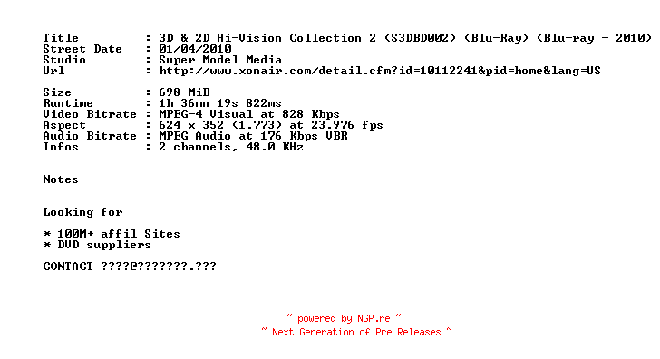 NFO for the release Hi-Vision.Collction.2.BDRip.XviD.JAV.Uncensored-JapanX by JapanX