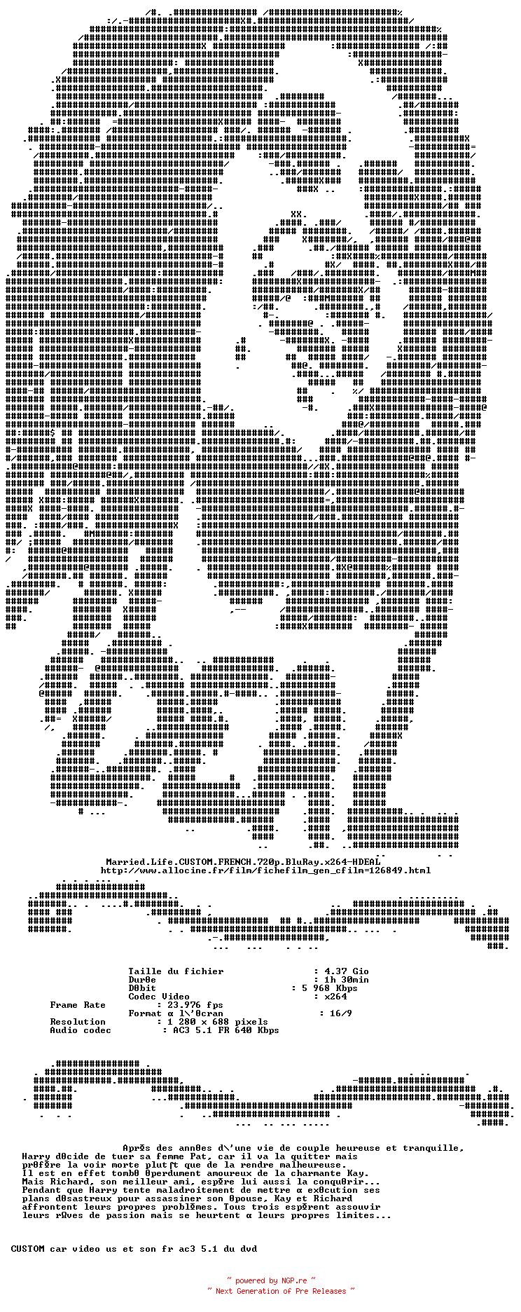 NFO for the release Married.Life.CUSTOM.FRENCH.720p.BluRay.x264-HDEAL by HDEAL
