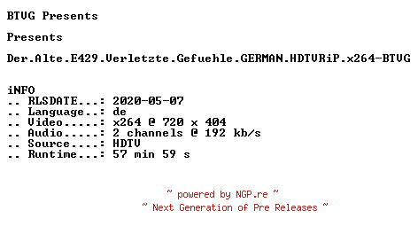 NFO for the release Der.Alte.E429.Verletzte.Gefuehle.GERMAN.HDTVRiP.x264-BTVG by BTVG