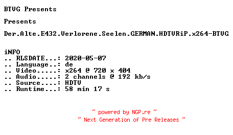 NFO for the release Der.Alte.E432.Verlorene.Seelen.GERMAN.HDTVRiP.x264-BTVG by BTVG