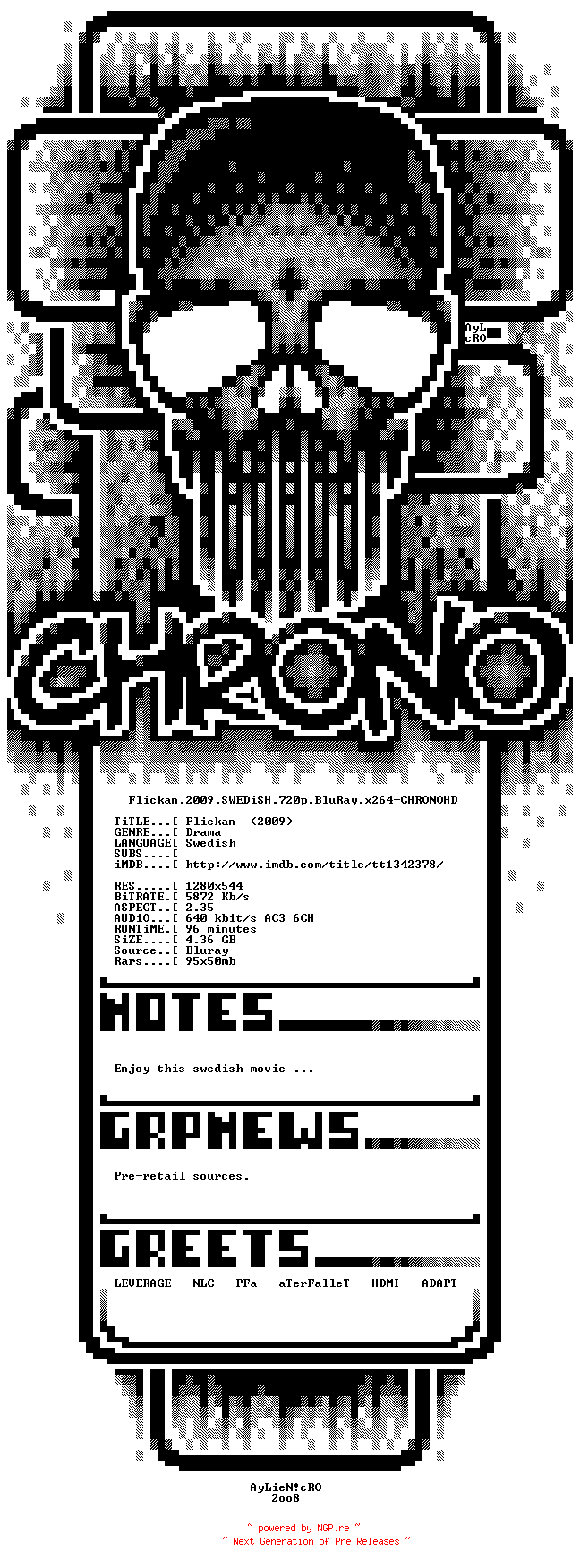 NFO for the release Flickan.2009.SWEDiSH.720p.BluRay.x264-CHRONOHD by CHRONOHD